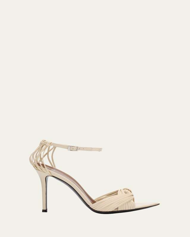 Knotted Leather Ankle-Strap Sandals